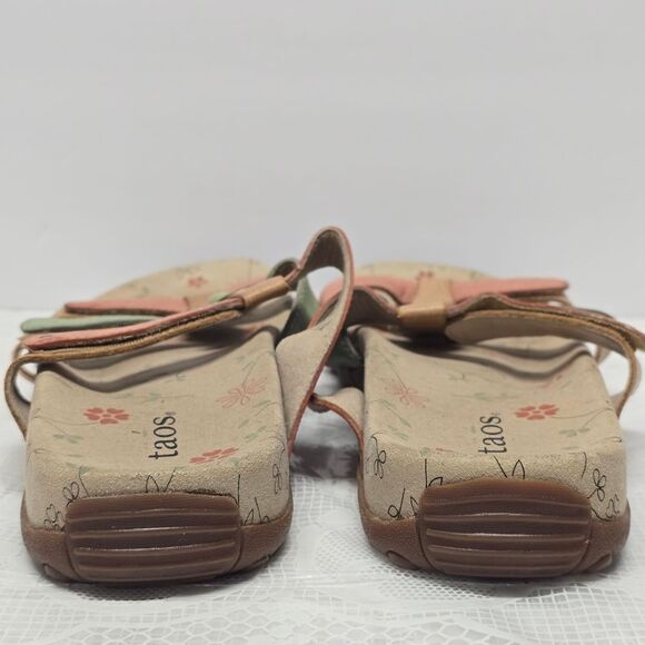 Taos Womens Strappy Pink Teal Genuine Leather Sandals Size 10 Comfort Adjustable - Picture 5 of 10